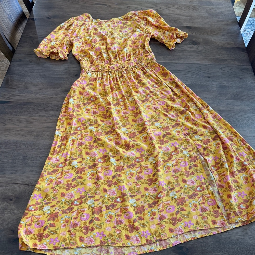 Loft Women's Small Yellow Short Sleeve Dress - Picture 6 of 12